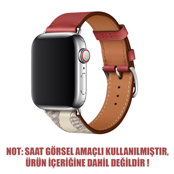Microsonic Apple Watch Series 6 44mm Swift Leather Simple Tour Strap Kırmızı