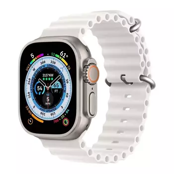 Microsonic Apple Watch Series 7 41mm Kordon Ocean Band Beyaz