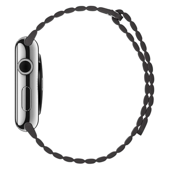 Microsonic Apple Watch Series 7 41mm Twist Leather Loop Kordon Siyah