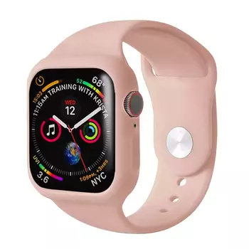 Microsonic Apple Watch Series 7 45mm Kordon 360 Coverage Silicone Rose Gold