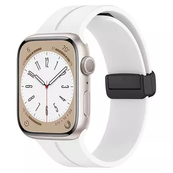 Microsonic Apple Watch Series 7 45mm Kordon Ribbon Line Beyaz