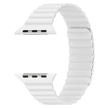 Microsonic Apple Watch Series 7 45mm Twist Leather Loop Kordon Beyaz