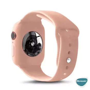 Microsonic Apple Watch Series 8 41mm Kordon 360 Coverage Silicone Rose Gold