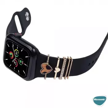 Microsonic Apple Watch Ultra Kordon Süsü Charm İnci Kalp Gümüş