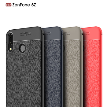 Microsonic Asus Zenfone 5Z ZS620KL Kılıf Deri Dokulu Silikon Siyah