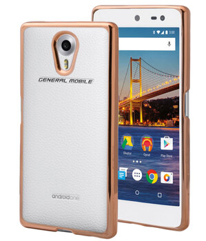 Microsonic General Mobile Android One 4G Kılıf Skyfall Transparent Clear Gold
