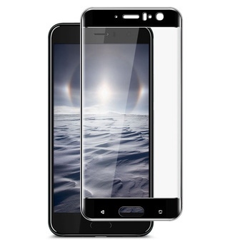 Microsonic HTC U11 Kavisli Temperli Cam Ekran Koruyucu Film Siyah