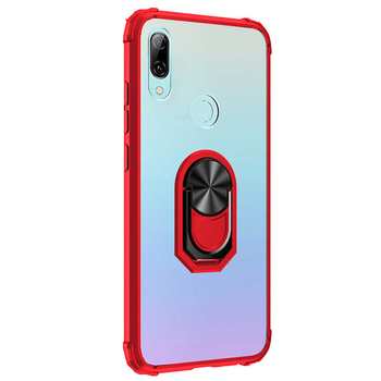Microsonic Huawei Honor 10 Lite Kılıf Grande Clear Ring Holder Kırmızı
