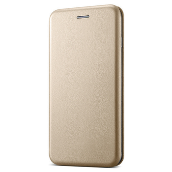 Microsonic Huawei Honor 10 Lite Kılıf Slim Leather Design Flip Cover Gold
