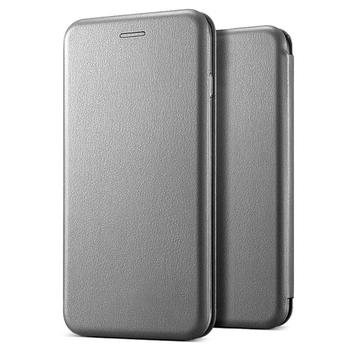 Microsonic Huawei Honor 10 Lite Kılıf Slim Leather Design Flip Cover Gümüş