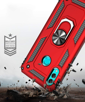 Microsonic Huawei Honor 10 Lite Kılıf Military Ring Holder Kırmızı