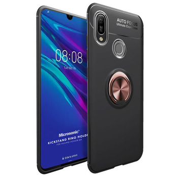 Microsonic Huawei Honor 8A Kılıf Kickstand Ring Holder Siyah Rose Microsonic Huawei Honor 8A Kılıf Kickstand Ring Holder Siyah Rose