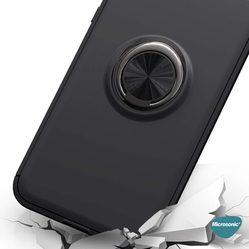Microsonic Huawei Honor 8S Kılıf Kickstand Ring Holder Siyah