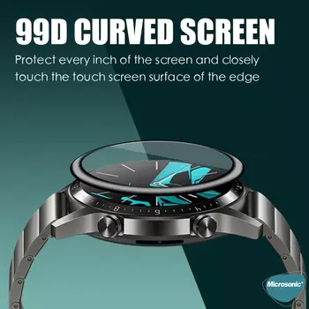 Microsonic Huawei Honor Magic Watch 2 46mm Tam Kaplayan Temperli Cam Full Ekran Koruyucu Siyah