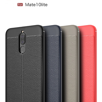 Microsonic Huawei Mate 10 Lite Kılıf Deri Dokulu Silikon Kırmızı