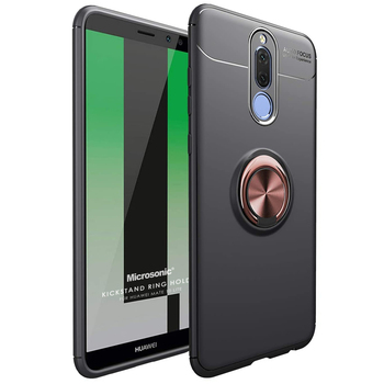 Microsonic Huawei Mate 10 Lite Kılıf Kickstand Ring Holder Siyah Rose Microsonic Huawei Mate 10 Lite Kılıf Kickstand Ring Holder Siyah Rose