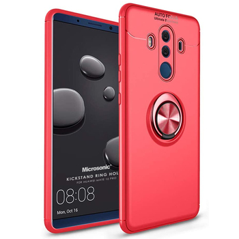 Microsonic Huawei Mate 10 Pro Kılıf Kickstand Ring Holder Kırmızı