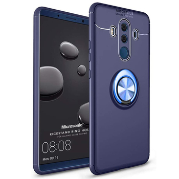 Microsonic Huawei Mate 10 Pro Kılıf Kickstand Ring Holder Lacivert