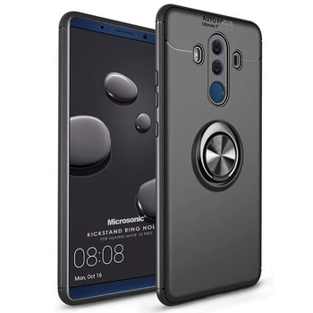 Microsonic Huawei Mate 10 Pro Kılıf Kickstand Ring Holder Siyah