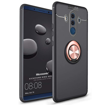 Microsonic Huawei Mate 10 Pro Kılıf Kickstand Ring Holder Siyah Rose Microsonic Huawei Mate 10 Pro Kılıf Kickstand Ring Holder Siyah Rose