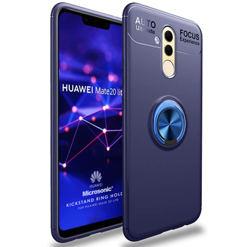 Microsonic Huawei Mate 20 Lite Kılıf Kickstand Ring Holder Lacivert