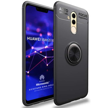 Microsonic Huawei Mate 20 Lite Kılıf Kickstand Ring Holder Siyah Microsonic Huawei Mate 20 Lite Kılıf Kickstand Ring Holder Siyah