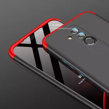 Microsonic Huawei Mate 20 Lite Kılıf Double Dip 360 Protective Siyah Kırmızı