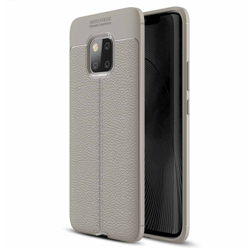 Microsonic Huawei Mate 20 Pro Kılıf Deri Dokulu Silikon Gri Microsonic Huawei Mate 20 Pro Kılıf Deri Dokulu Silikon Gri