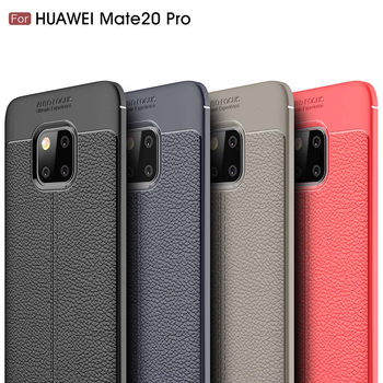 Microsonic Huawei Mate 20 Pro Kılıf Deri Dokulu Silikon Kırmızı