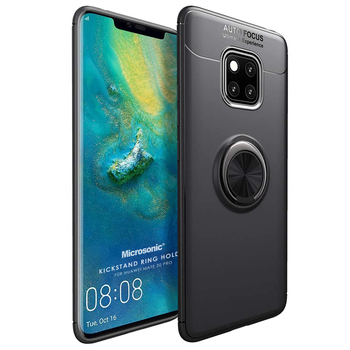 Microsonic Huawei Mate 20 Pro Kılıf Kickstand Ring Holder Siyah Microsonic Huawei Mate 20 Pro Kılıf Kickstand Ring Holder Siyah