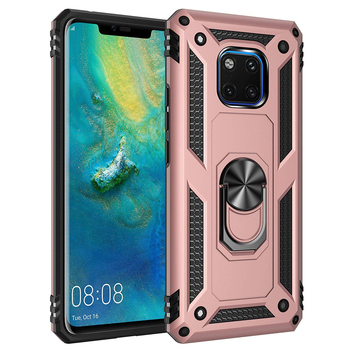Microsonic Huawei Mate 20 Pro Kılıf Military Ring Holder Rose Gold Microsonic Huawei Mate 20 Pro Kılıf Military Ring Holder Rose Gold