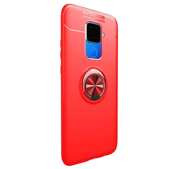Microsonic Huawei Mate 30 Lite Kılıf Kickstand Ring Holder Kırmızı