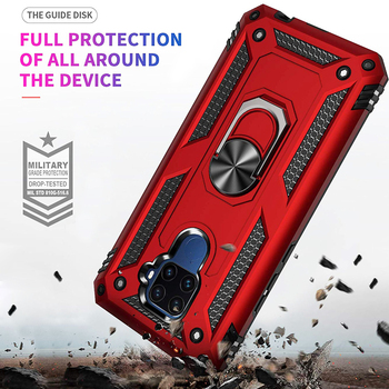 Microsonic Huawei Mate 30 Lite Kılıf Military Ring Holder Kırmızı
