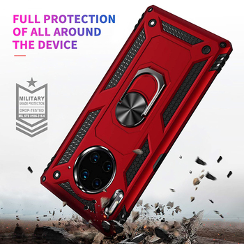 Microsonic Huawei Mate 30 Pro Kılıf Military Ring Holder Kırmızı
