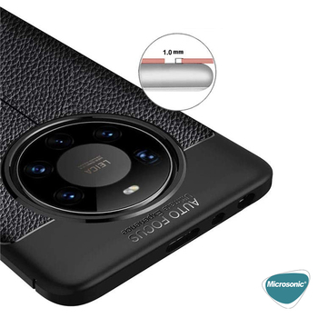 Microsonic Huawei Mate 40 Pro Kılıf Deri Dokulu Silikon Siyah