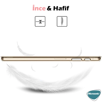 Microsonic Huawei MatePad T10 Kılıf Slim Translucent Back Smart Cover Gold