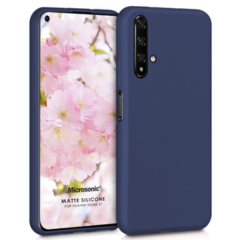 Microsonic Huawei Nova 5T Kılıf Matte Silicone Lacivert