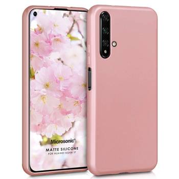 Microsonic Huawei Nova 5T Kılıf Matte Silicone Rose Gold