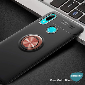 Microsonic Huawei P Smart 2019 Kılıf Kickstand Ring Holder Siyah