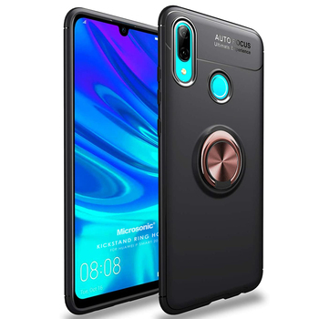 Microsonic Huawei P Smart 2019 Kılıf Kickstand Ring Holder Siyah Rose Microsonic Huawei P Smart 2019 Kılıf Kickstand Ring Holder Siyah Rose