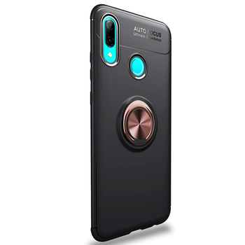Microsonic Huawei P Smart 2019 Kılıf Kickstand Ring Holder Siyah Rose