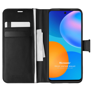 Microsonic Huawei P Smart 2021 Kılıf Delux Leather Wallet Siyah Microsonic Huawei P Smart 2021 Kılıf Delux Leather Wallet Siyah