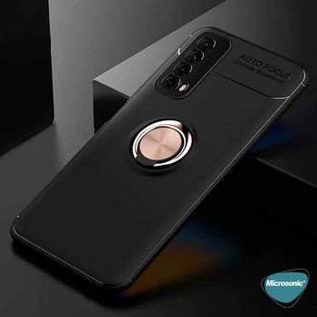 Microsonic Huawei P Smart 2021 Kılıf Kickstand Ring Holder Lacivert