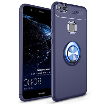 Microsonic Huawei P10 Lite Kılıf Kickstand Ring Holder Lacivert Microsonic Huawei P10 Lite Kılıf Kickstand Ring Holder Lacivert