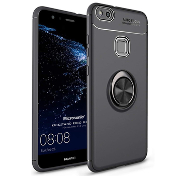 Microsonic Huawei P10 Lite Kılıf Kickstand Ring Holder Siyah Microsonic Huawei P10 Lite Kılıf Kickstand Ring Holder Siyah