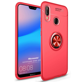 Microsonic Huawei P20 Lite Kılıf Kickstand Ring Holder Kırmızı Microsonic Huawei P20 Lite Kılıf Kickstand Ring Holder Kırmızı