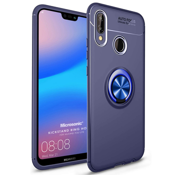 Microsonic Huawei P20 Lite Kılıf Kickstand Ring Holder Lacivert Microsonic Huawei P20 Lite Kılıf Kickstand Ring Holder Lacivert