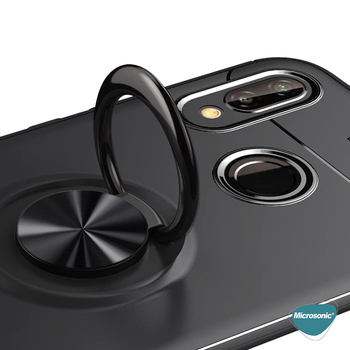 Microsonic Huawei P20 Lite Kılıf Kickstand Ring Holder Siyah