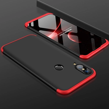 Microsonic Huawei P20 Lite Kılıf Double Dip 360 Protective Siyah Kırmızı