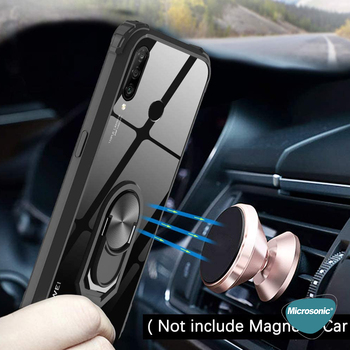 Microsonic Huawei P30 Lite Kılıf Grande Clear Ring Holder Siyah